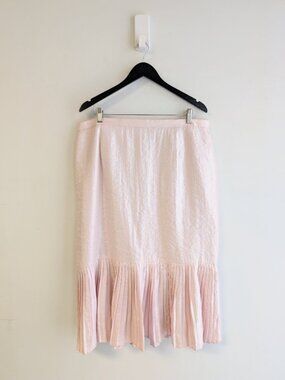 Womens' Midi Pleated Peplum hem Skirt in ballerina pink